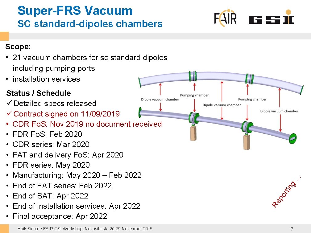 Super-FRS Vacuum SC standard-dipoles chambers Haik Simon / FAIR-GSI Workshop, Novosibirsk, 25 -29 November