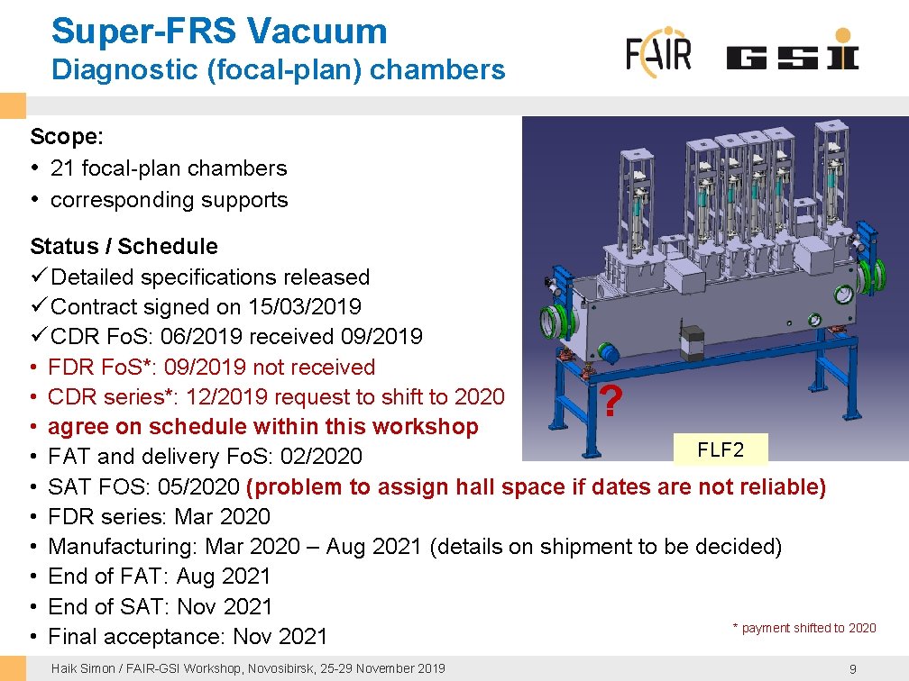 Super-FRS Vacuum Diagnostic (focal-plan) chambers Scope: • 21 focal-plan chambers • corresponding supports Status