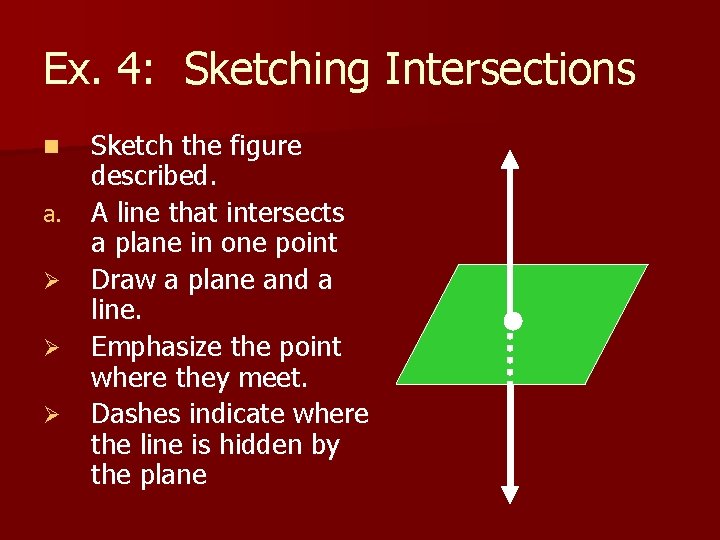 Ex. 4: Sketching Intersections n a. Ø Ø Ø Sketch the figure described. A