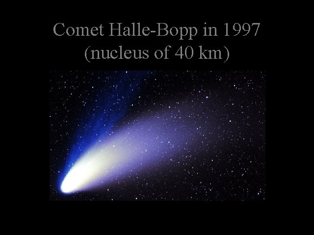 Comet Halle-Bopp in 1997 (nucleus of 40 km) 