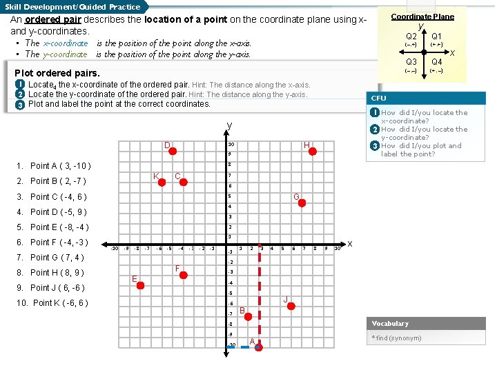 Learning Objective CFU We will plot ordered pairs