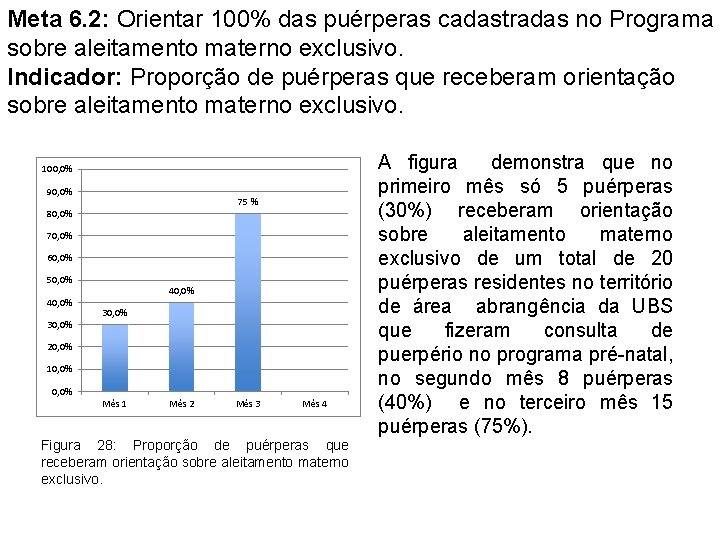 Meta 6. 2: Orientar 100% das puérperas cadastradas no Programa sobre aleitamento materno exclusivo.