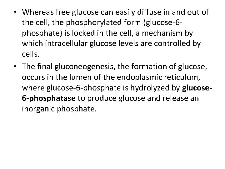  • Whereas free glucose can easily diffuse in and out of the cell,