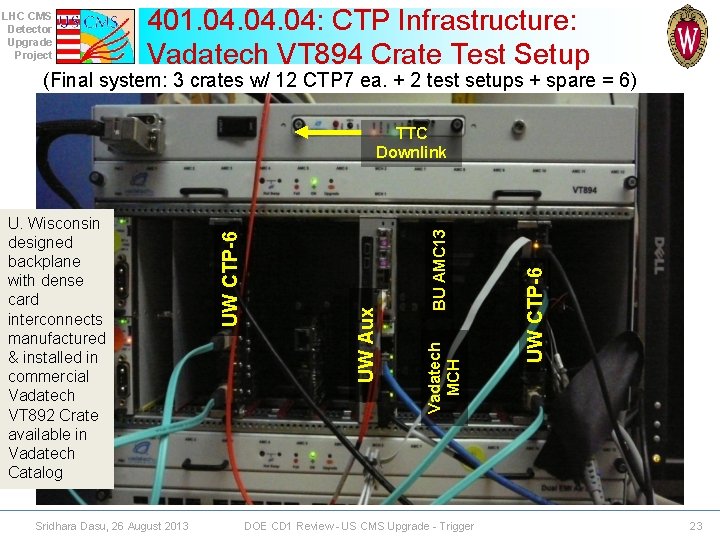 LHC CMS Detector Upgrade Project 401. 04. 04: CTP Infrastructure: Vadatech VT 894 Crate