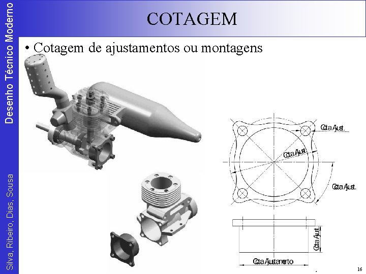 Desenho Técnico Moderno Silva, Ribeiro, Dias, Sousa COTAGEM • Cotagem de ajustamentos ou montagens