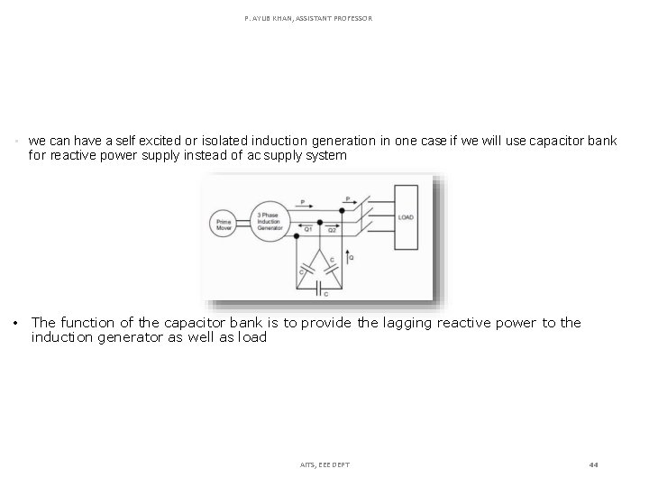 P. AYUB KHAN, ASSISTANT PROFESSOR • we can have a self excited or isolated