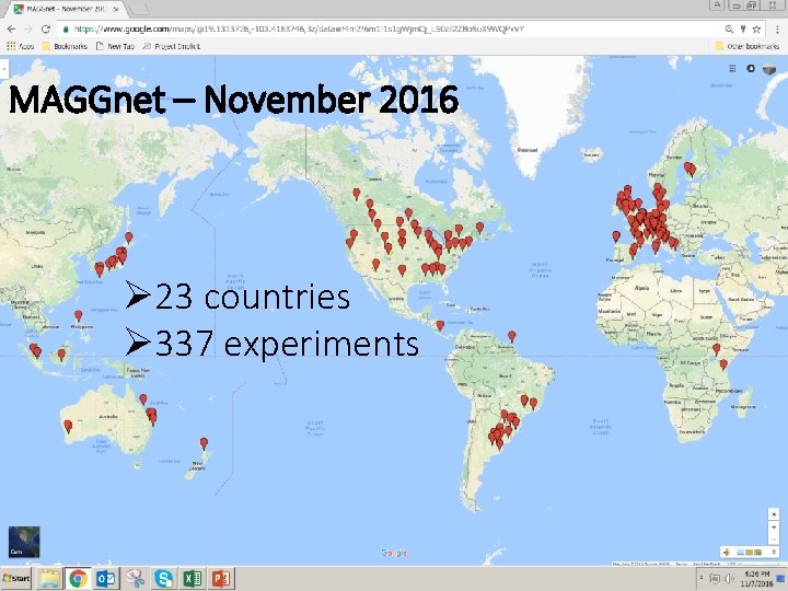 MAGGnet – November 2016 Ø 23 countries Ø 337 experiments MAGGnet – November 2016 Ø 23 countries Ø 337 experiments