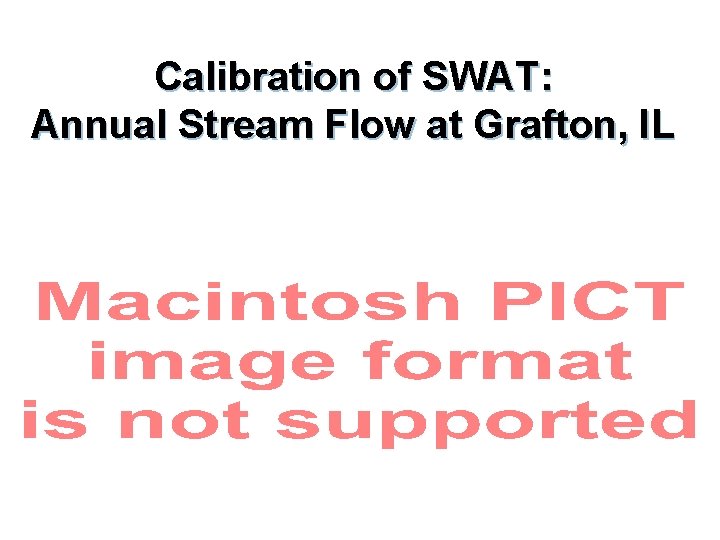 Calibration of SWAT: Annual Stream Flow at Grafton, IL 