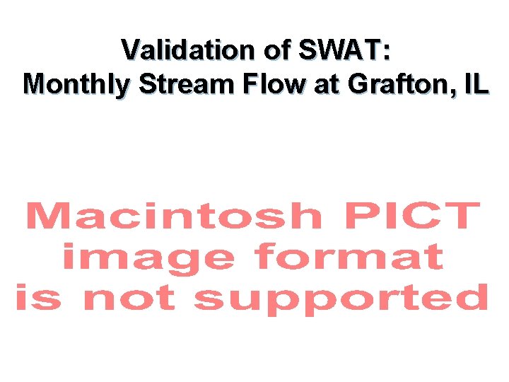 Validation of SWAT: Monthly Stream Flow at Grafton, IL 