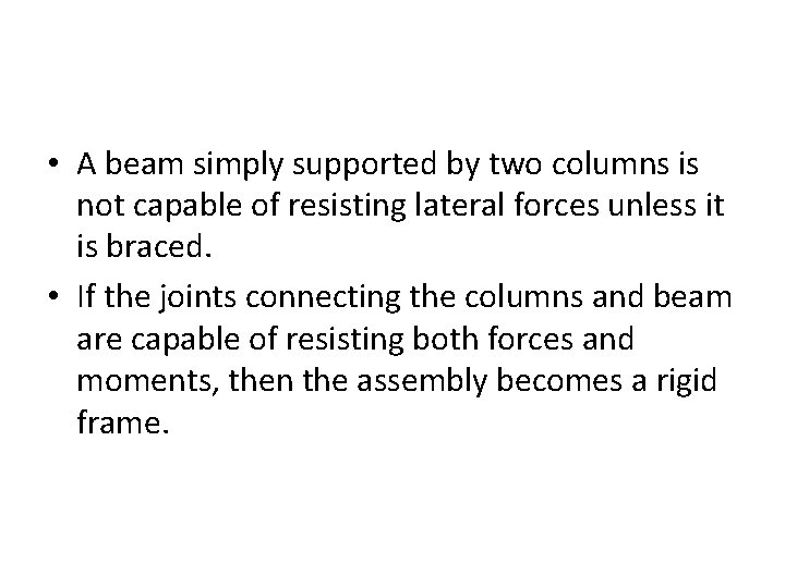  • A beam simply supported by two columns is not capable of resisting