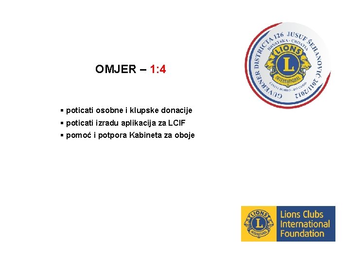 OMJER – 1: 4 § poticati osobne i klupske donacije § poticati izradu aplikacija