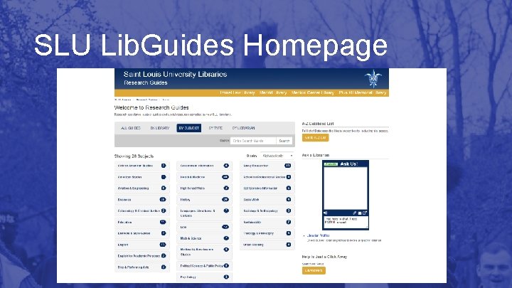 SLU Lib. Guides Homepage 