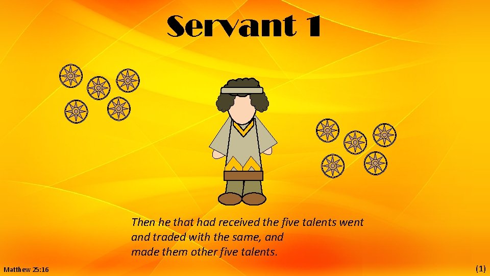 Servant 1 Then he that had received the five talents went and traded with