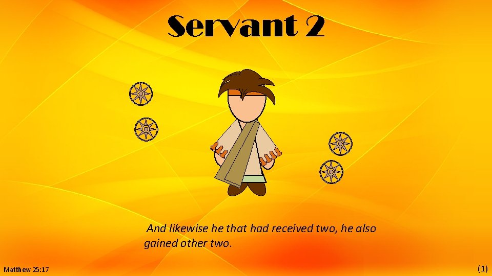 Servant 2 And likewise he that had received two, he also gained other two.