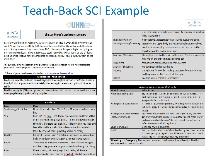 Teach-Back SCI Example 19 