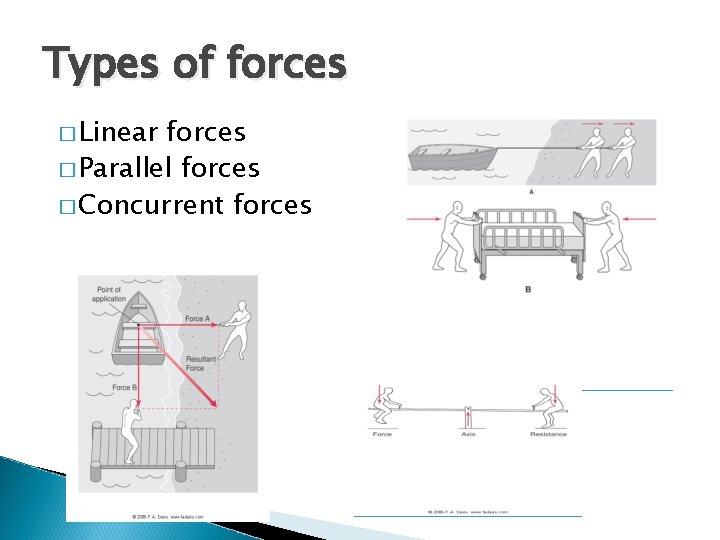 Types of forces � Linear forces � Parallel forces � Concurrent forces 
