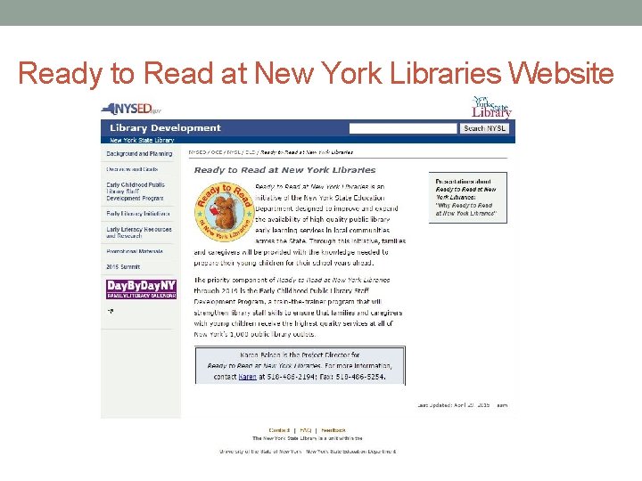 Ready to Read at New York Libraries Website 