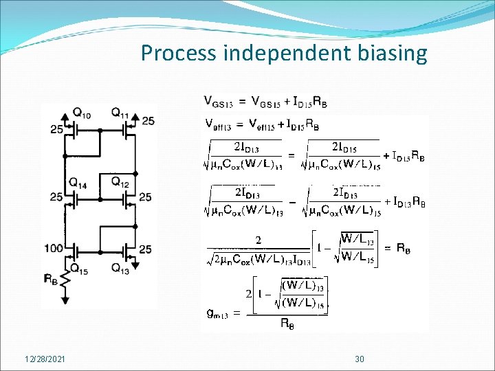 Process independent biasing 12/28/2021 30 