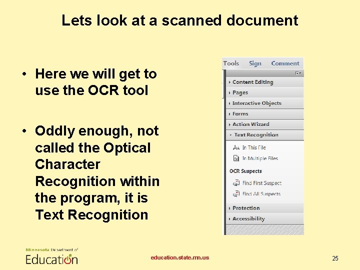 Lets look at a scanned document • Here we will get to use the