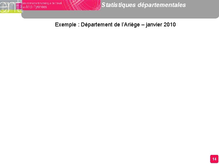 Statistiques départementales Exemple : Département de l’Ariège – janvier 2010 14 