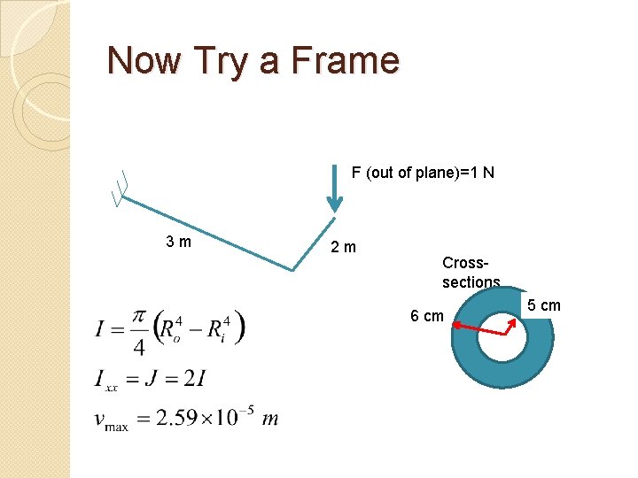 Now Try a Frame F (out of plane)=1 N 3 m 2 m Crosssections