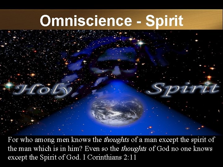 Omniscience - Spirit For who among men knows the thoughts of a man except