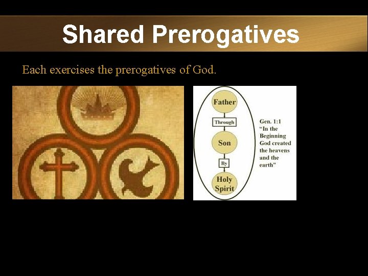 Shared Prerogatives Each exercises the prerogatives of God. 