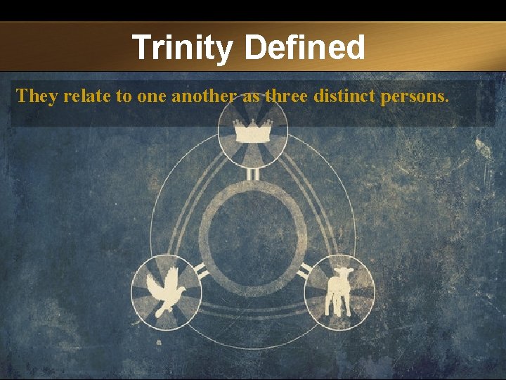 Trinity Defined They relate to one another as three distinct persons. 