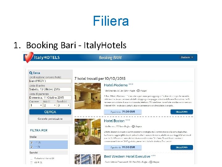 Filiera 1. Booking Bari - Italy. Hotels 