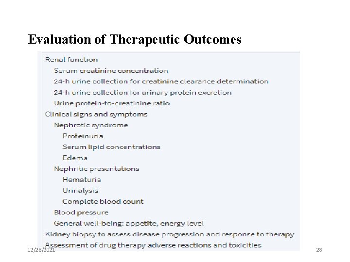 Evaluation of Therapeutic Outcomes 12/28/2021 28 