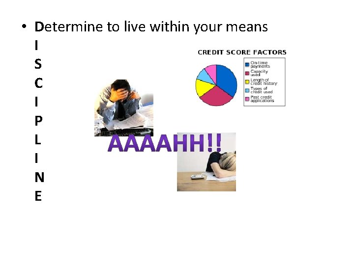  • Determine to live within your means I S C I P L