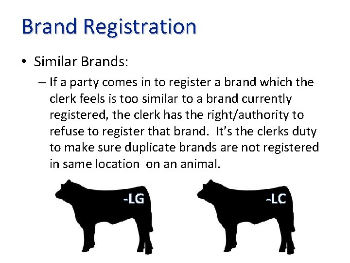 Brand Registration • Similar Brands: – If a party comes in to register a