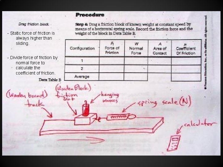 - Static force of friction is always higher than sliding. - Divide force of