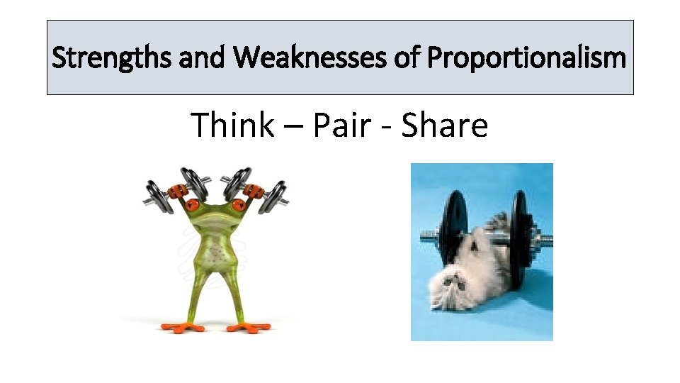 Strengths and Weaknesses of Proportionalism Think – Pair - Share 