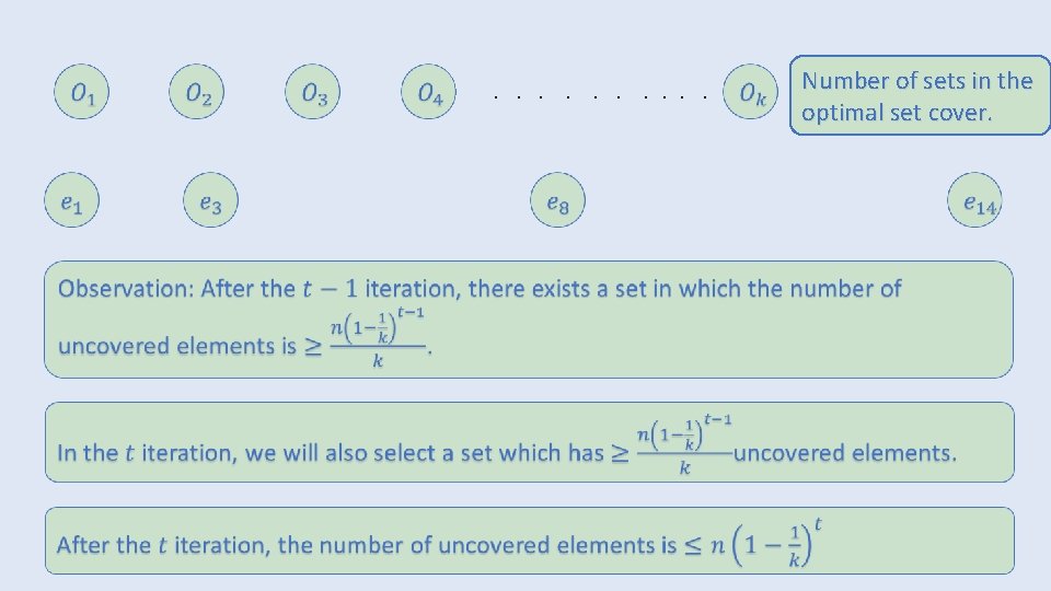 . . Number of sets in the optimal set cover. 