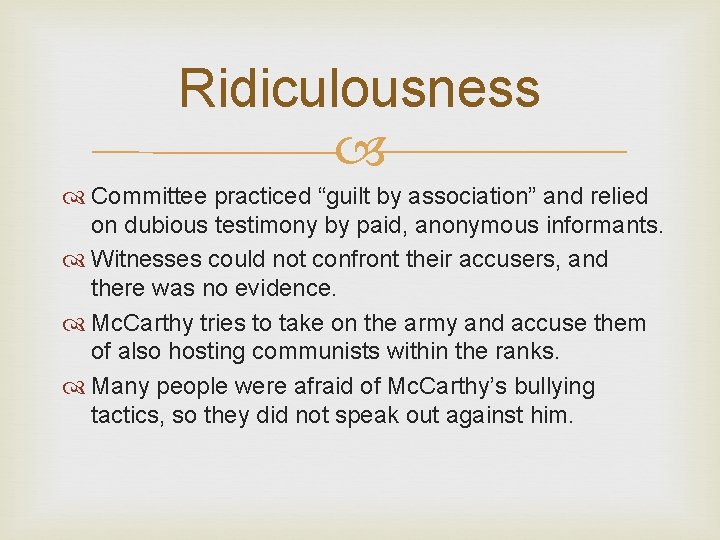 Ridiculousness Committee practiced “guilt by association” and relied on dubious testimony by paid, anonymous