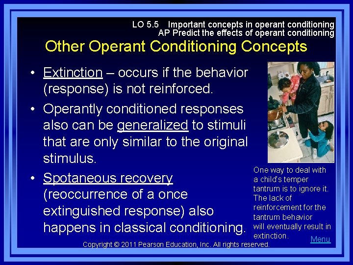 LO 5. 5 Important concepts in operant conditioning AP Predict the effects of operant