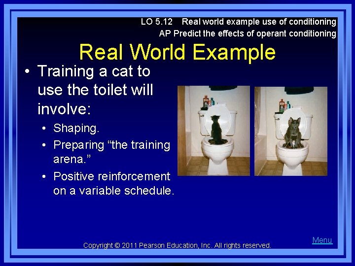 LO 5. 12 Real world example use of conditioning AP Predict the effects of