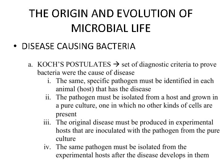 THE ORIGIN AND EVOLUTION OF MICROBIAL LIFE • DISEASE CAUSING BACTERIA 