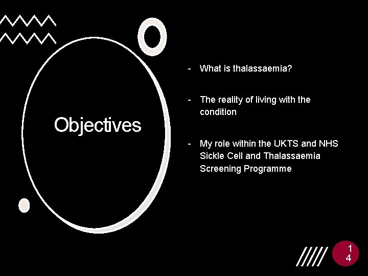 - What is thalassaemia? Objectives - The reality of living with the condition -