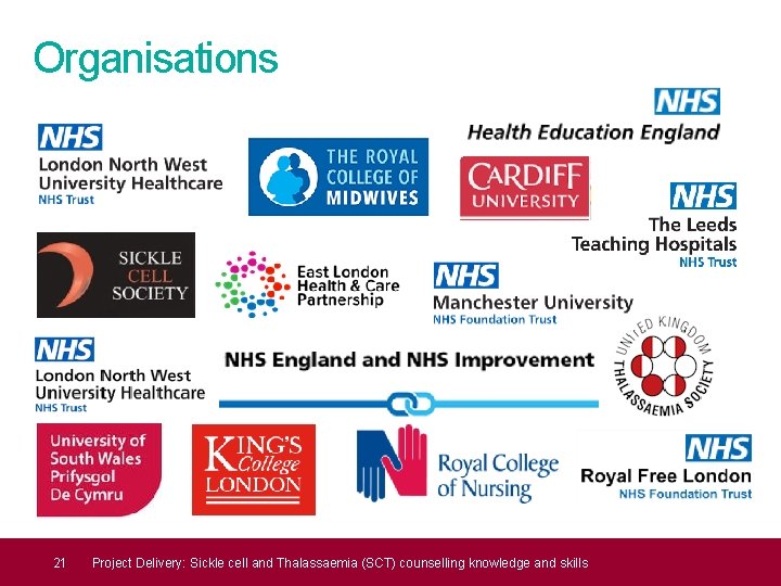 Organisations 21 Project Delivery: Sickle cell and Thalassaemia (SCT) counselling knowledge and skills  Organisations 21 Project Delivery: Sickle cell and Thalassaemia (SCT) counselling knowledge and skills