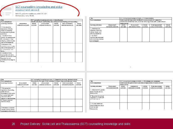 28 Project Delivery: Sickle cell and Thalassaemia (SCT) counselling knowledge and skills  28 Project Delivery: Sickle cell and Thalassaemia (SCT) counselling knowledge and skills