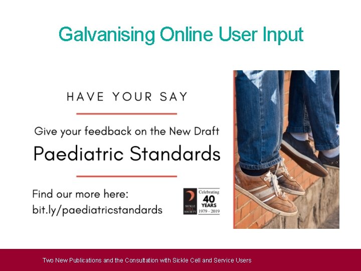 Galvanising Online User Input Two New Publications and the Consultation with Sickle Cell and