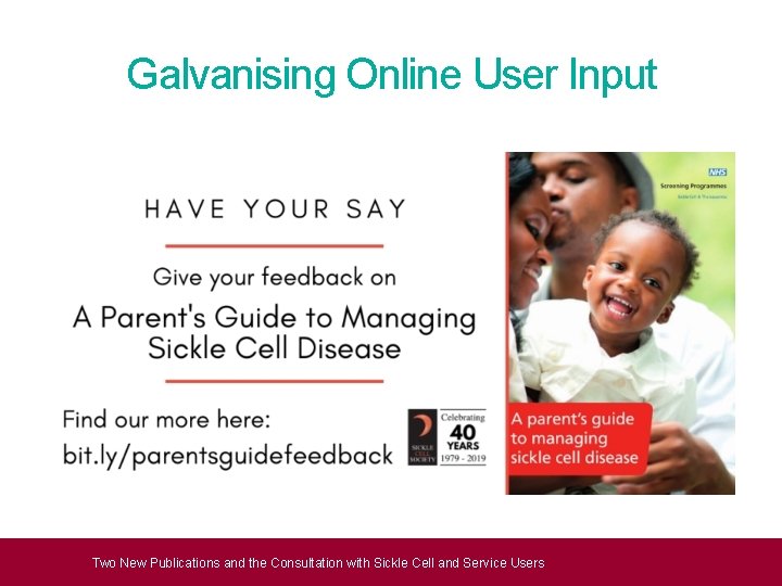 Galvanising Online User Input Two New Publications and the Consultation with Sickle Cell and Galvanising Online User Input Two New Publications and the Consultation with Sickle Cell and