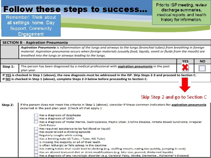 Follow these steps to success. . . Skip Step 2 and go to Section