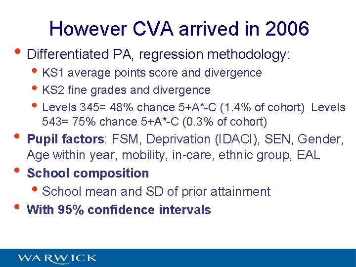 However CVA arrived in 2006 • Differentiated PA, regression methodology: • KS 1 average