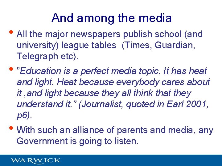 And among the media • All the major newspapers publish school (and university) league