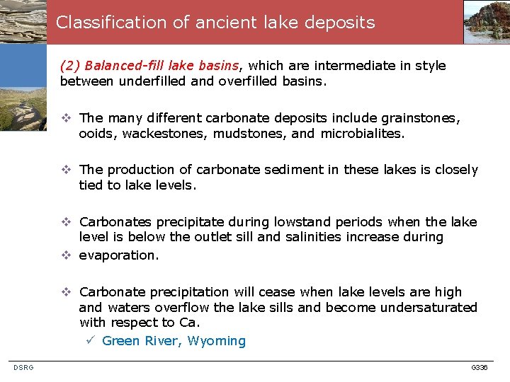 Classification of ancient lake deposits (2) Balanced-fill lake basins, which are intermediate in style