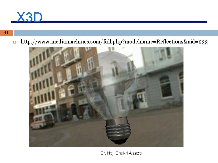 X 3 D 11 http: //www. mediamachines. com/full. php? modelname=Reflections&uid=233 Dr. Naji Shukri Alzaza