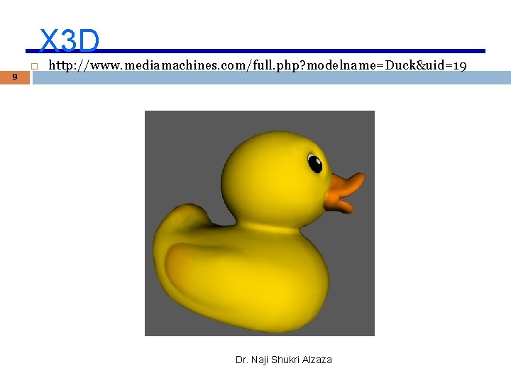 X 3 D http: //www. mediamachines. com/full. php? modelname=Duck&uid=19 9 Dr. Naji Shukri Alzaza